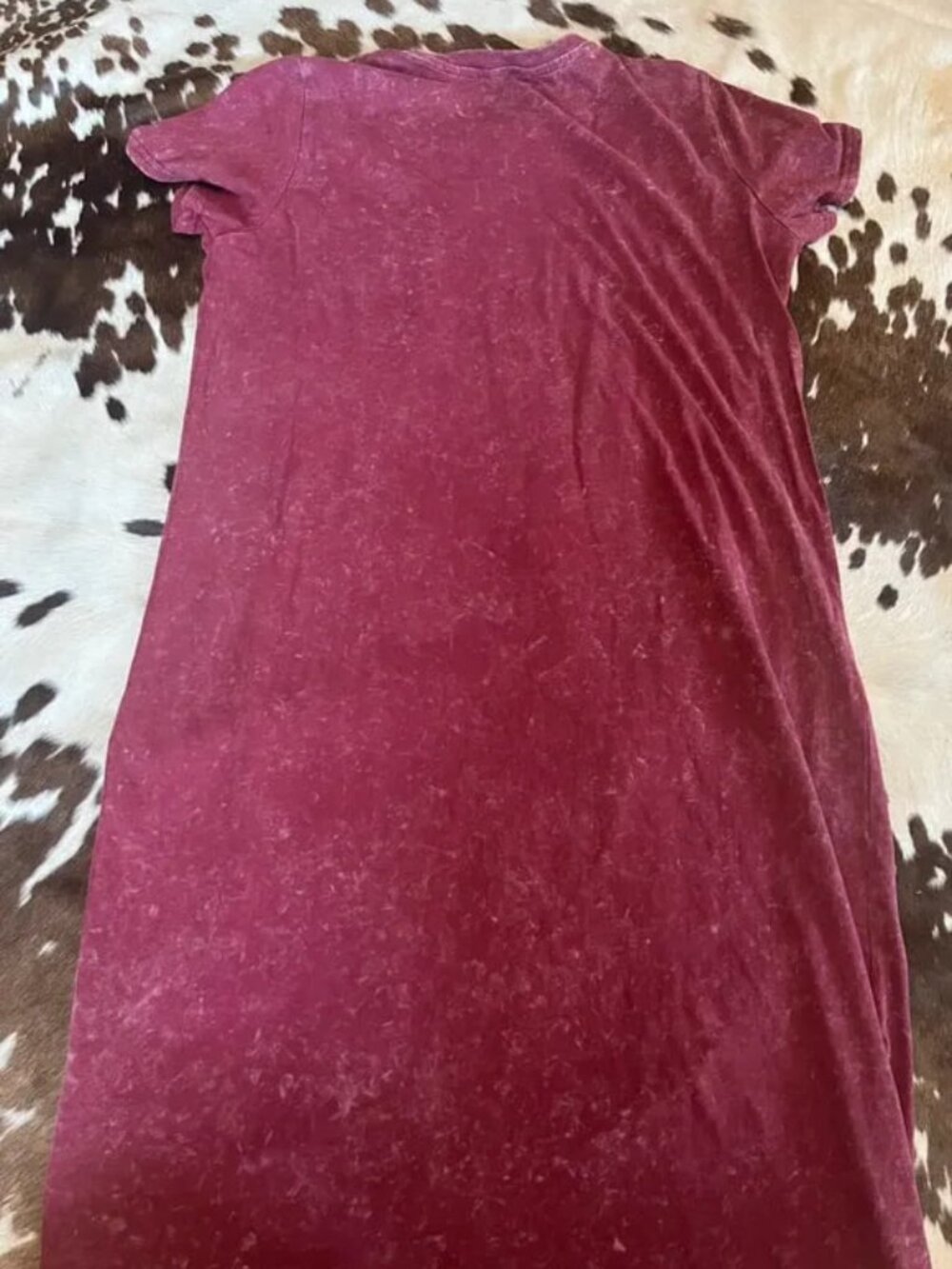 Women’s L / US 12-14 Burgundy Short Sleeve Long Dress
